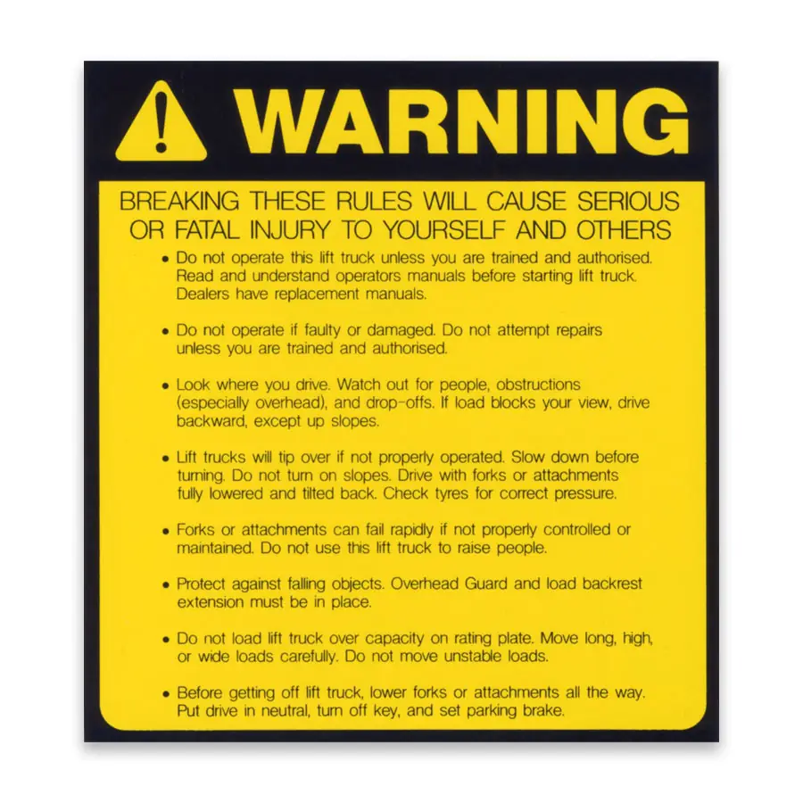 Warning Decal - Safe Truck Operation